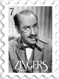 July 2022 Zingers SWG challenge stamp - a black and white photo of Groucho Marx with a cigar in his mouth