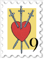 September 2022 Major Arcana challenge stamp - a heart with three swords stabbed into it