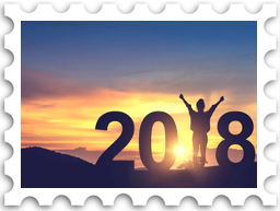 January 2023 Jubilee SWG challenge stamp - postage stamp with a color photo of the number 2018 in silhouette against a sunrise, text "Jubilee" and number 1.
