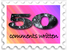 SWG 50 Comments Written stamp - color gradient background with a large number 50 and small text "comments written".
