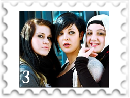 March 2024 It Comes In Threes SWG challenge stamp - photo of three women dressed in various styles