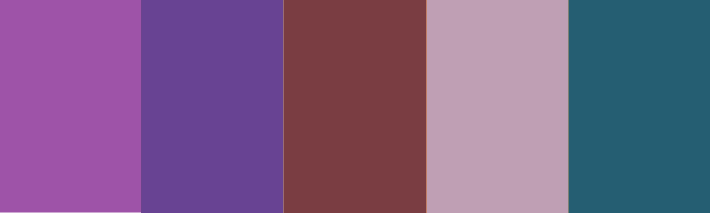 color palette, hex codes are below