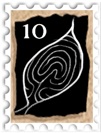 October 2024 Orctober SWG winner challenge stamp - a leaf with a maze in the middle