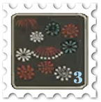 March 2025 Birthday Bash challenge stamp - red, silver, and blue fireworks on a dark background