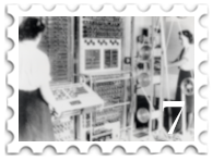 July 2025 Swinging 40s SWG challenge stamp - black and white photo of women working at a switchboard