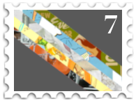 July 2025 Swinging 40s SWG challenge stamp - Disability Pride flag with stripes rendered from 1940s-themed patterns