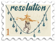 January 2026 Resolution challenge stamp - image of tightrope walker balanced on rope festooned with bells