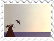 July 2026 Building Middle-earth SWG challenge  stamp - a hand-cut collage depicting Elwing's tower