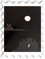 July 2026 Building Middle-earth SWG challenge  stamp - a hand-cut collage depicting the moon over Himring