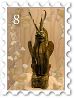 August 2026 Allusive SWG challenge  stamp - photo of a colorful sculpture displayed behind glass with a floral pattern