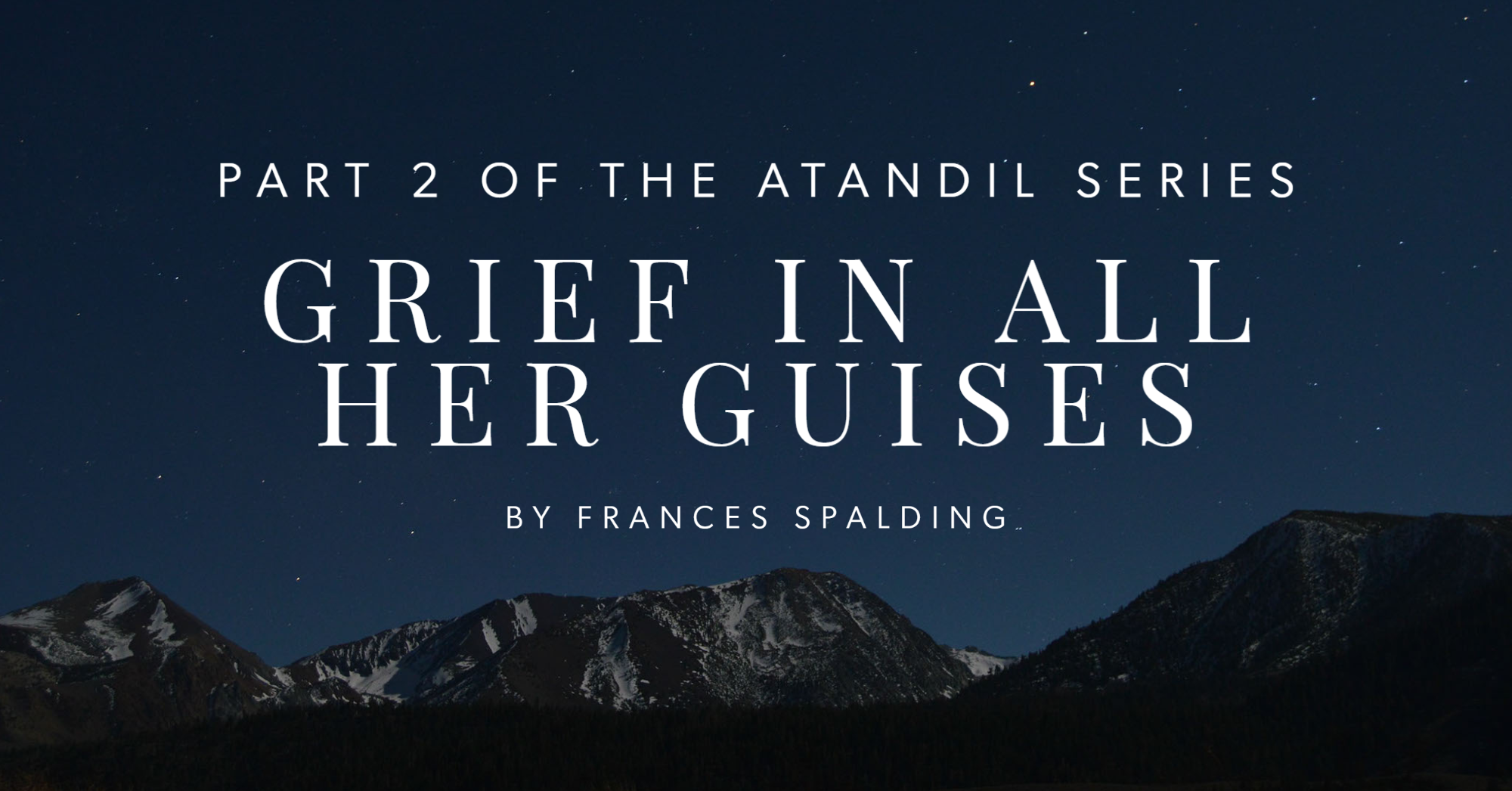 sky with stars showing the big dipper and the silhouette of mountains, title text over the image