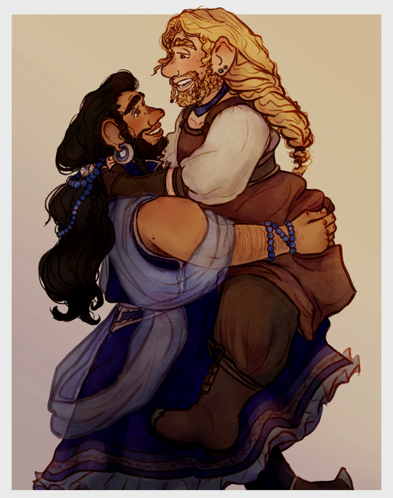 Dís and her partner during their courting years by telesodalite (Tumblr)