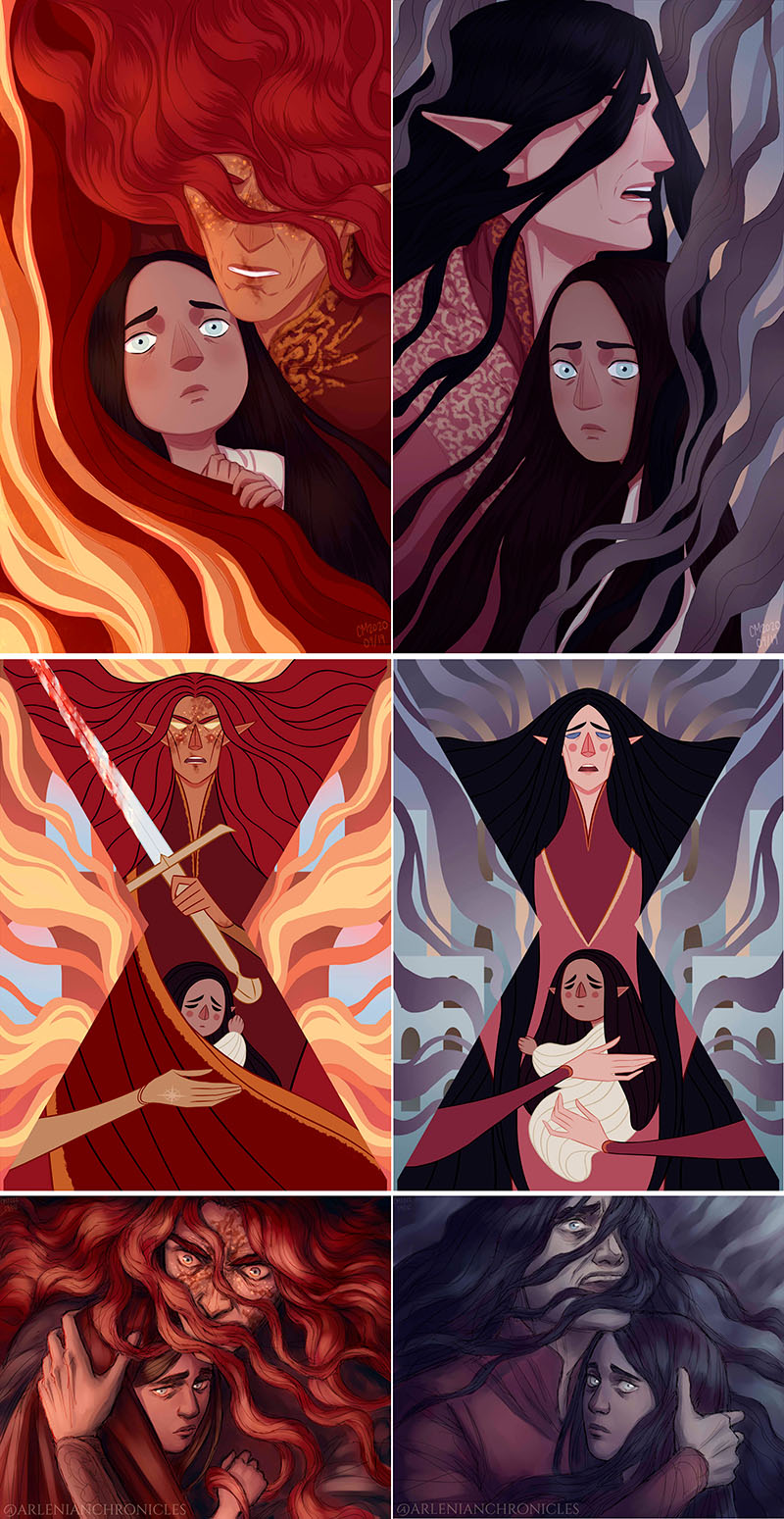 "Fire and Smoke" Top:2020, Middle: 2021, Bottom: 2022 by Cassandra/ArlenianChronicles