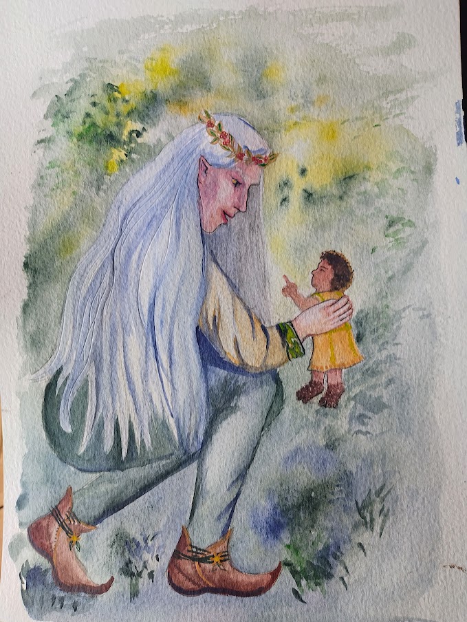 Thingol Finding a Baby Hobbit in the Woods by Bunn