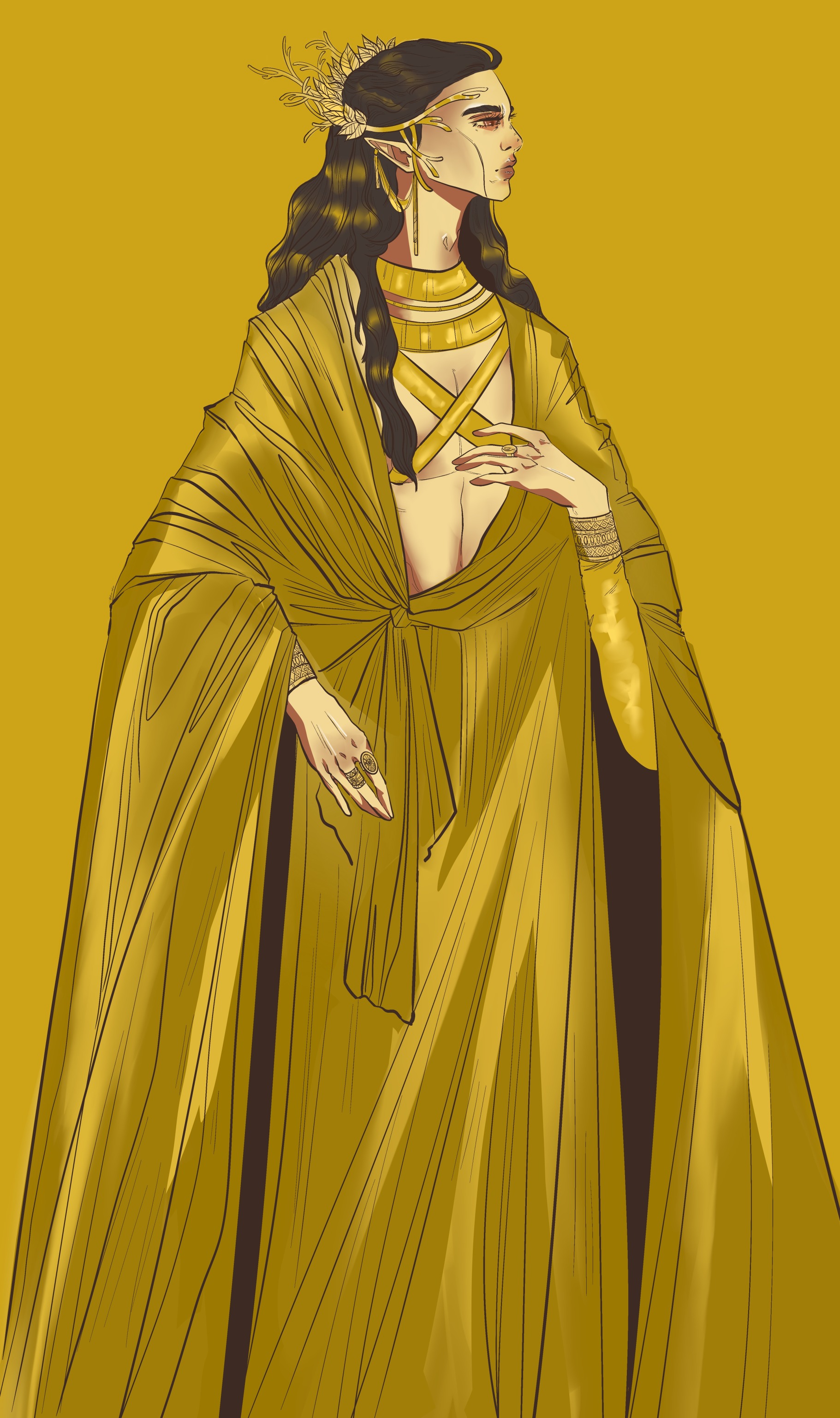 Gold boy (Gil-galad) by choe-eon, Gil-galad standing in profile, wearing golden robes