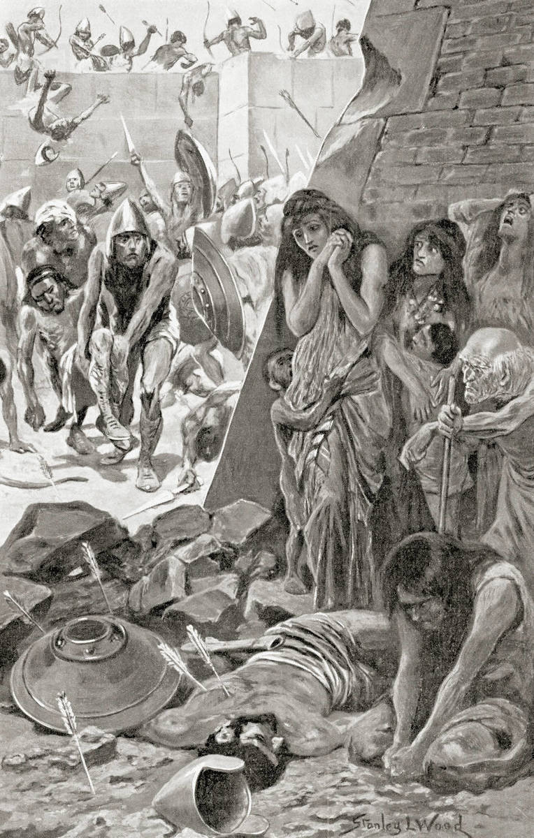 Tyre besieged by Nebuchadnezzar of Babylon by Stanley Llewellyn Wood (1915)