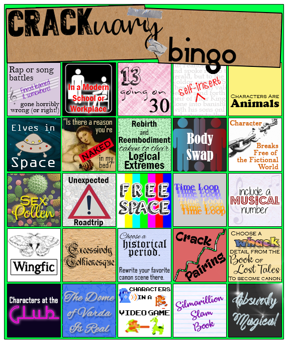 Crackuary challenge bingo card - see Challenge Prompt section for text-only prompts
