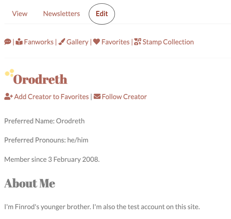 Under My Account, click on the Edit tab at the top of the page.