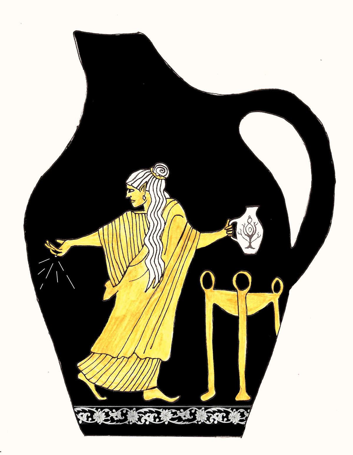 "Galadriel inspired by a Greek vase painting of Circe" by Polutropos