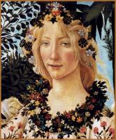 Painting of a woman with blonde hair garlanded with flowers