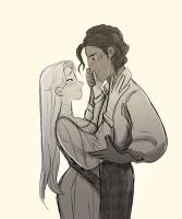 A sketch of Faramir and Éowyn in an embrace 