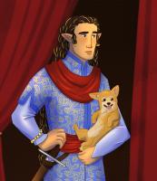 Fingon and his corgi puppy by Elanna Elrondiel