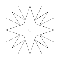 An eight-pointed star outlined in black on a white background