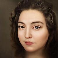A proflie picture for Phoenix showing a rendered image of a feminine face slightly ofset to the right and looking at the viewer at a 3/4 angle. The style is in the vein of late Rennaisance or Mannerist painting. The face fills most of the frame. The hair is long and dark, as are the eyes. The mouth is very slightly smiling but closed.