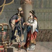 Xerxes on the left with Amestris on the right