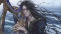A picture of Maglor from Tolkien's Silmarillion playing the harp.