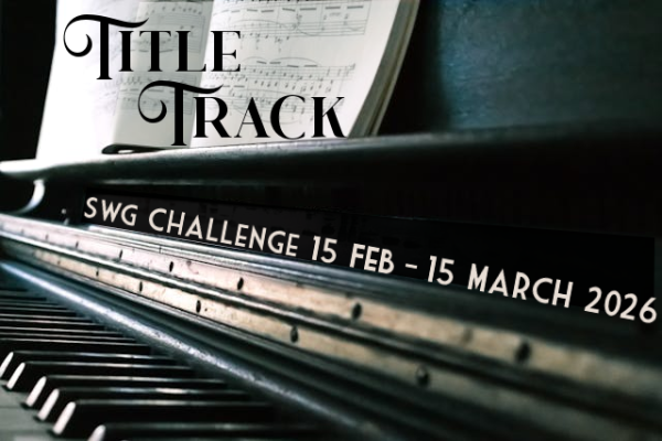 Title Track - SWG Challenge - 15 February through 15 March 2026 - words are arranged across the top of a piano