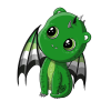 Cute green dragon sitting, with wings in the colors of the aromantic flag