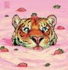 A tiger swimming in strawberry yoghurt.