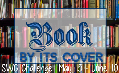 May 2021 SWG challenge Book by Its Cover challenge banner with bookshelf in the background